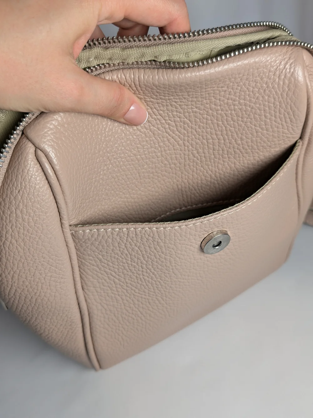 Women's Blush Pink Leather Backpack with Tassel